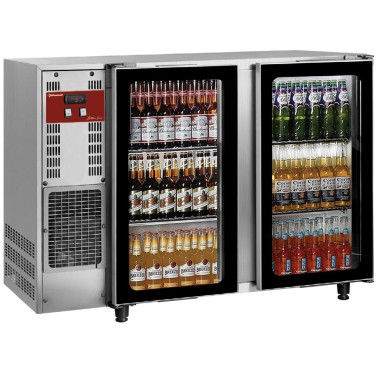 DIAMOND - Refroidisseur de bouteilles inox 2 portes vitrées 375 l