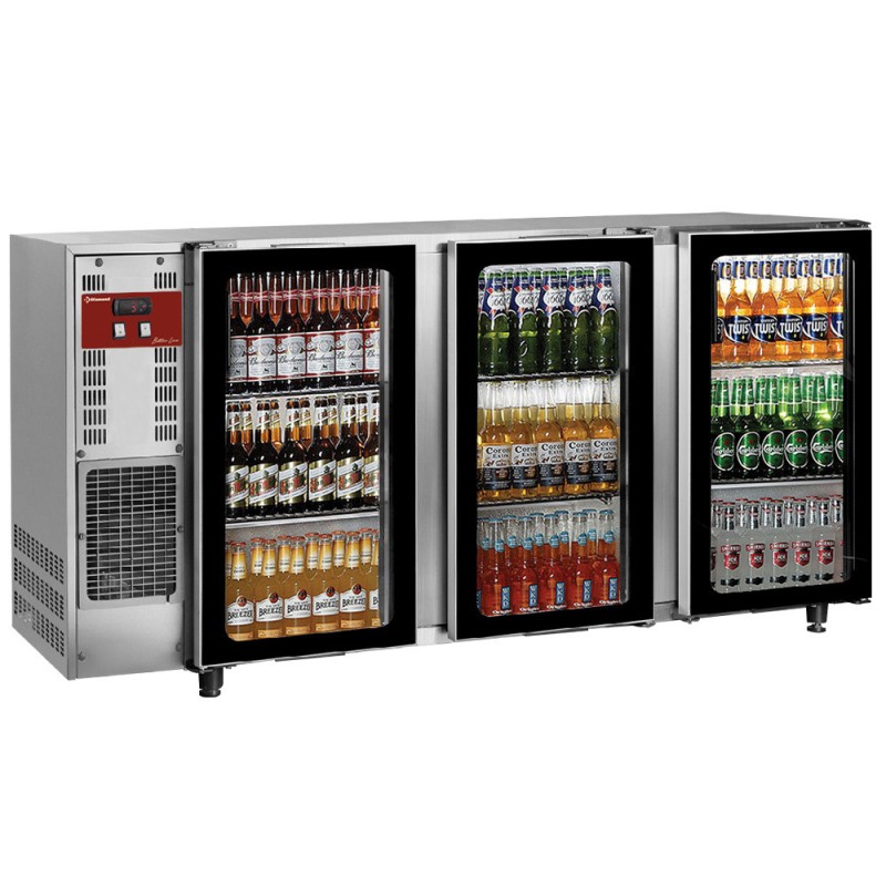 DIAMOND - Refroidisseur de bouteilles inox 3 portes vitrées