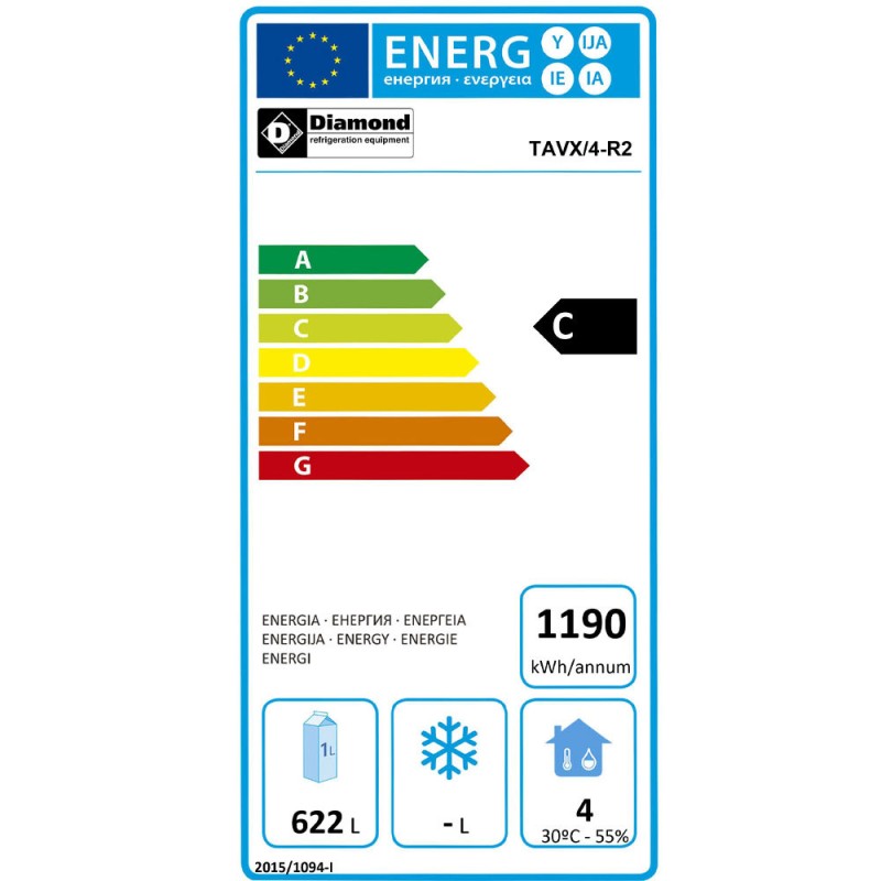 DIAMOND - Refroidisseur de bouteilles 4 portes vitrées 783 l
