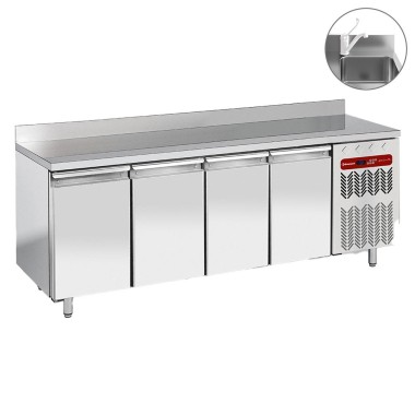 DIAMOND - Table réfrigérée murale ventilée 4 portes+évier