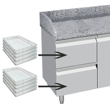 DIAMOND - Table réfrigérée 3 portes 2 tiroirs neutres
