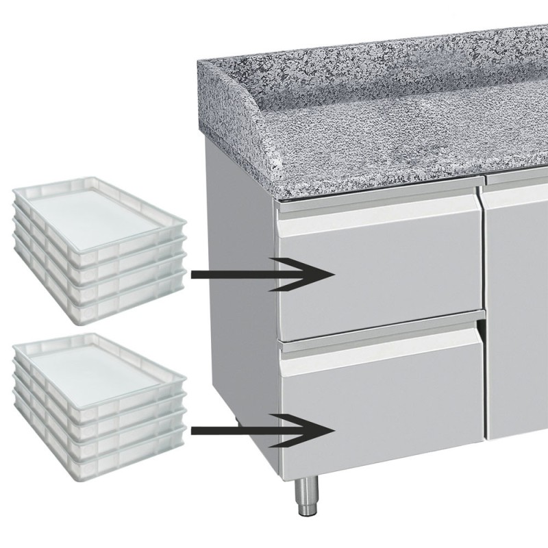 DIAMOND - Table réfrigérée 3 portes 2 tiroirs neutres