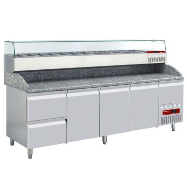 DIAMOND - Ensemble table frigo + structure réfrigérée