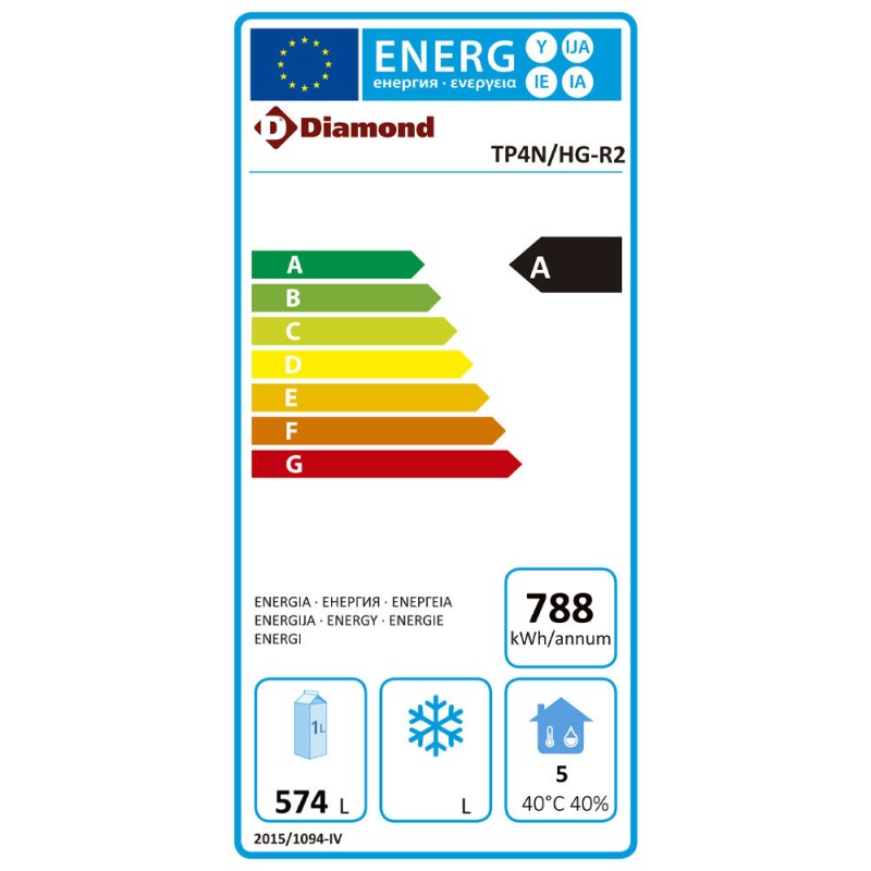 DIAMOND - Table réfrigérée ventilée 4 portes  top -granit
