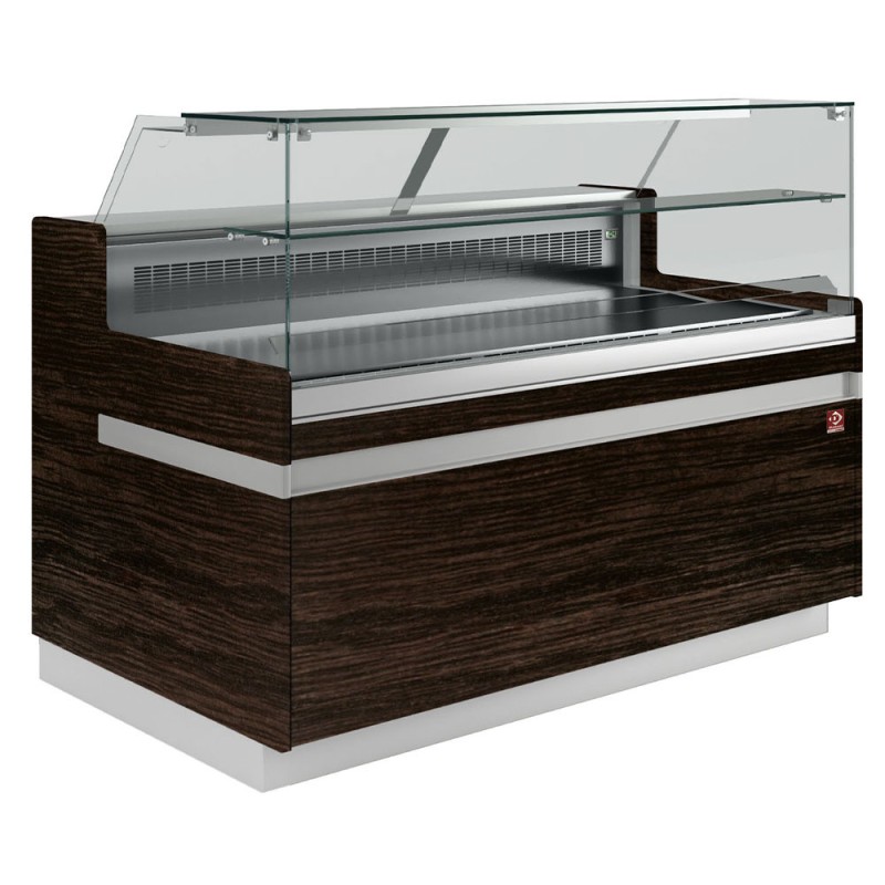 DIAMOND - Comptoir vitrine réfrigérée en GN bois foncé