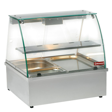 DIAMOND - Vitrine chauffante bain-marie 2 x GN 1/1 pano.