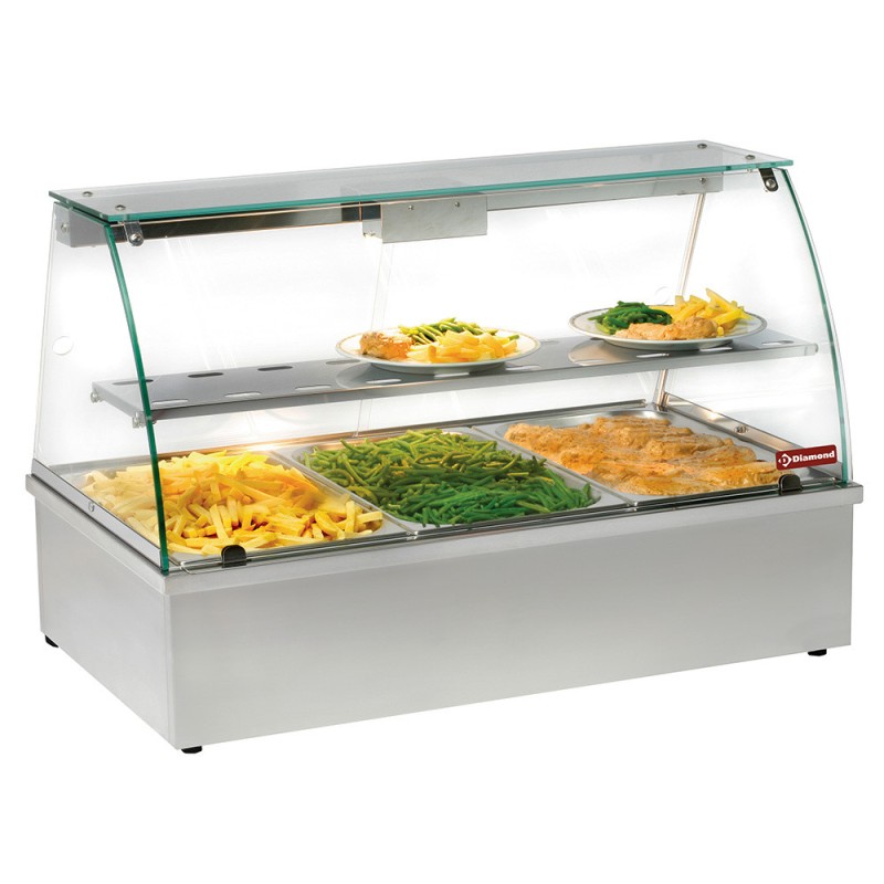 DIAMOND - Vitrine chauffante bain - marie 3 GN 1/1 panoramique