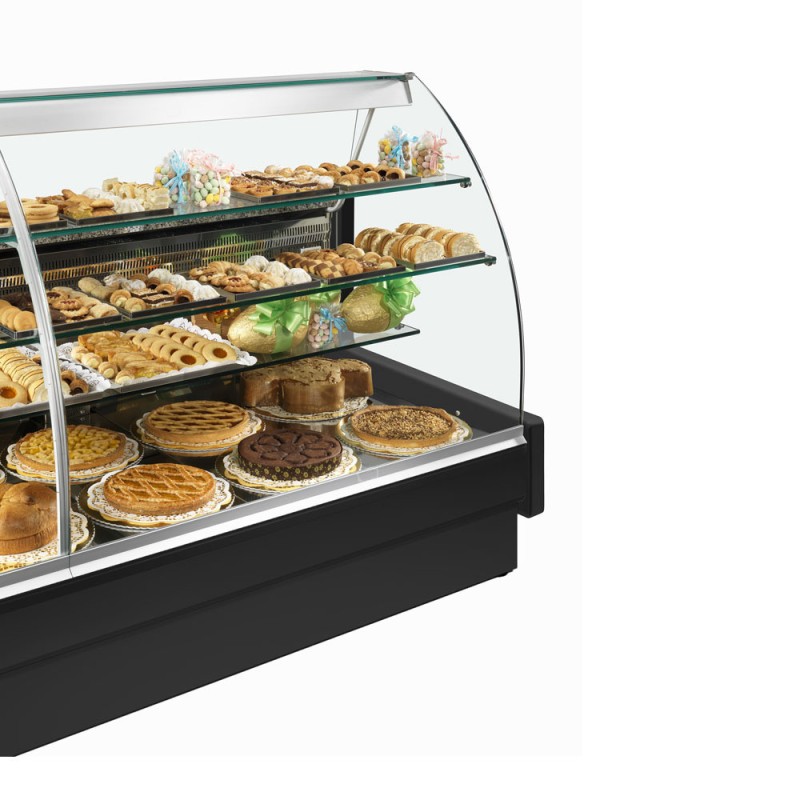 DIAMOND - Comptoir vitrine réfrigérée vitre courbe noir