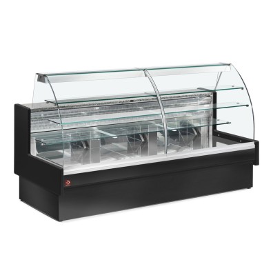 DIAMOND -Comptoir vitrine réfrigéré vitre courbe noir