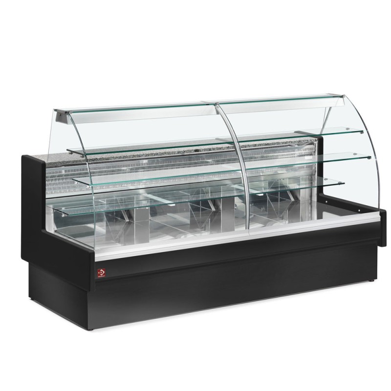 DIAMOND -Comptoir vitrine réfrigéré vitre courbe noir