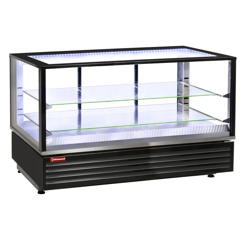 DIAMOND - Vitrine chauffante ventilée 2 niveaux noire