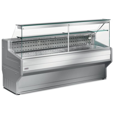 DIAMOND - Comptoir vitrine réfrigéré à vitre droite 90° à réserve