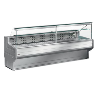 DIAMOND - Comptoir vitrine réfrigéré à vitre droite 90° avec réserve