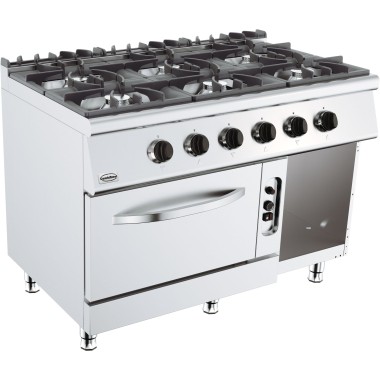 COMBISTEEL - Cuisinière à gaz 6 bruleurs avec four à gaz