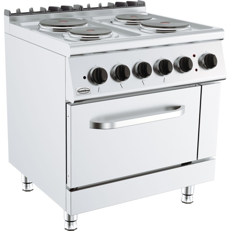 COMBISTEEL - Cuisinière électrique 4 plaques avec four électrique