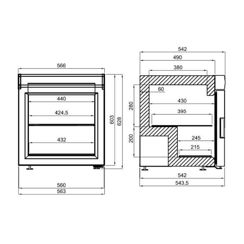 COMBISTEEL - Congélateur modèle de table porte en verre pour crème glacée
