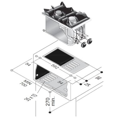 COMBISTEEL - Cuisinière à gaz 2 bruleurs 7kw