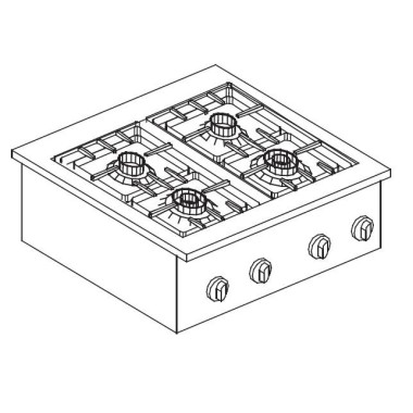 COMBISTEEL - Cuisinière à gaz 4 bruleurs 14kw