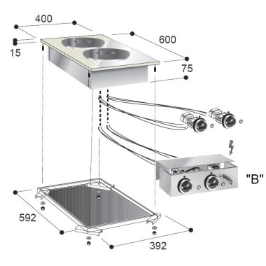 COMBISTEEL - Cuisinière électrique 2 plaques
