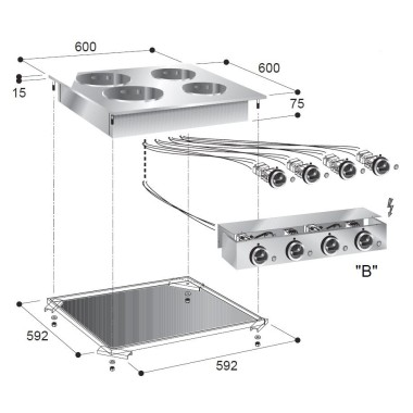 COMBISTEEL - Cuisinière électrique 4 plaques