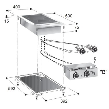 COMBISTEEL - Cuisinière en céramique 2 zones