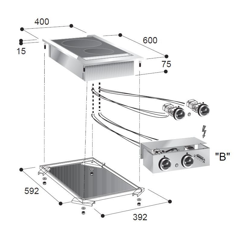 COMBISTEEL - Cuisinière en céramique 2 zones