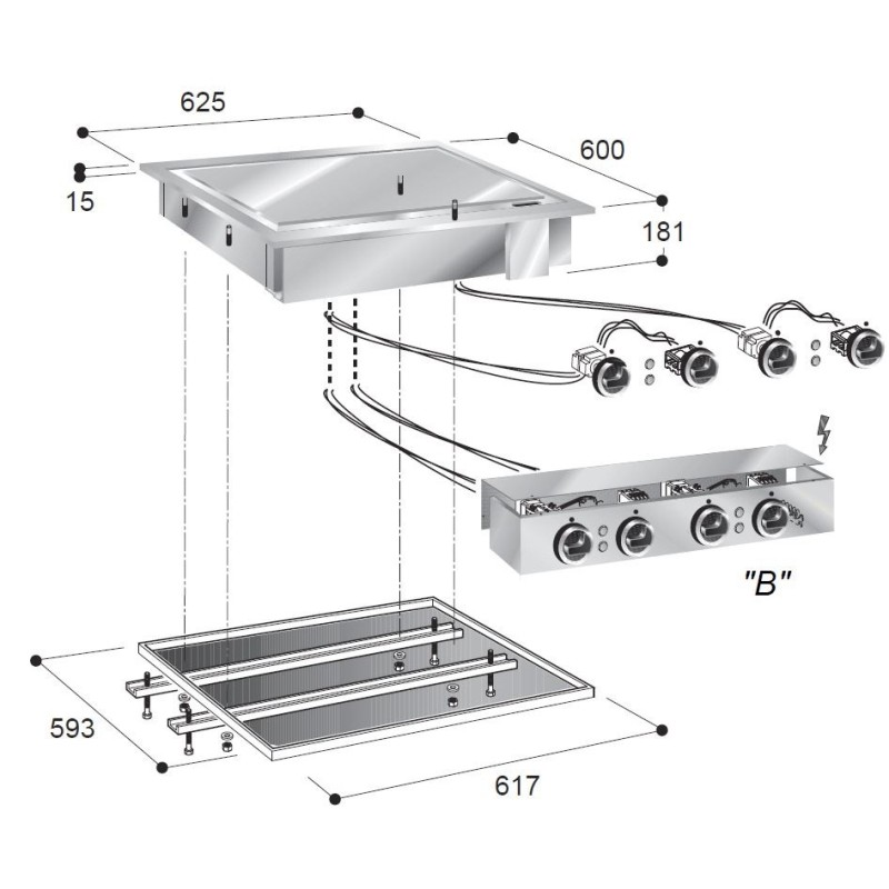 COMBISTEEL - Plaques grill électrique chrome