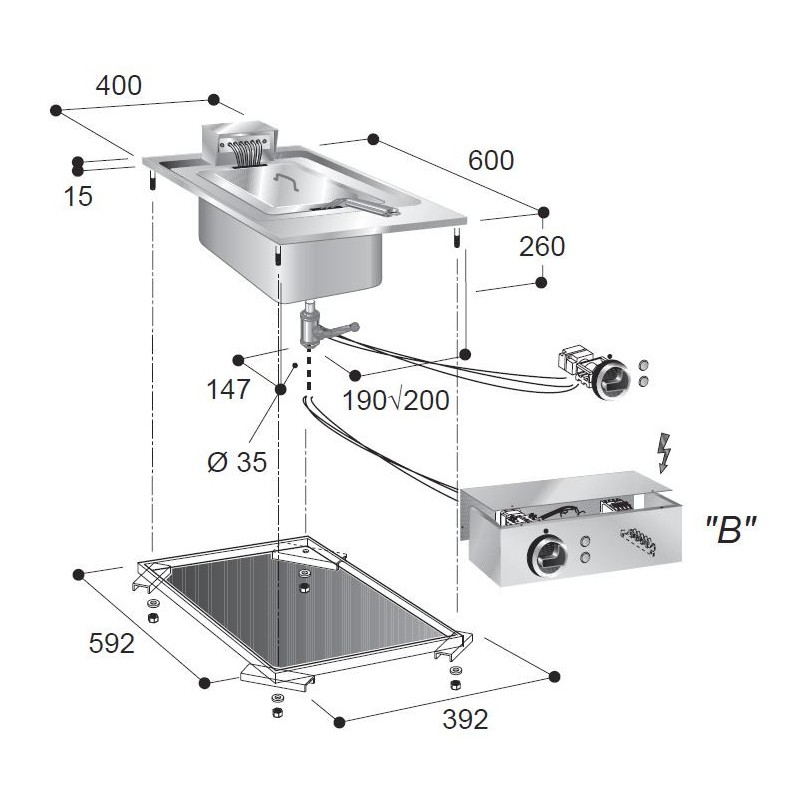 COMBISTEEL - Friteuse électrique 1x10 l profondeur 600 mm