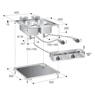 COMBISTEEL - Friteuse électrique 2x10 l 600 mm