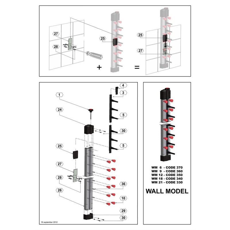 COMBISTEEL - Porte assiettes dressées murale 12