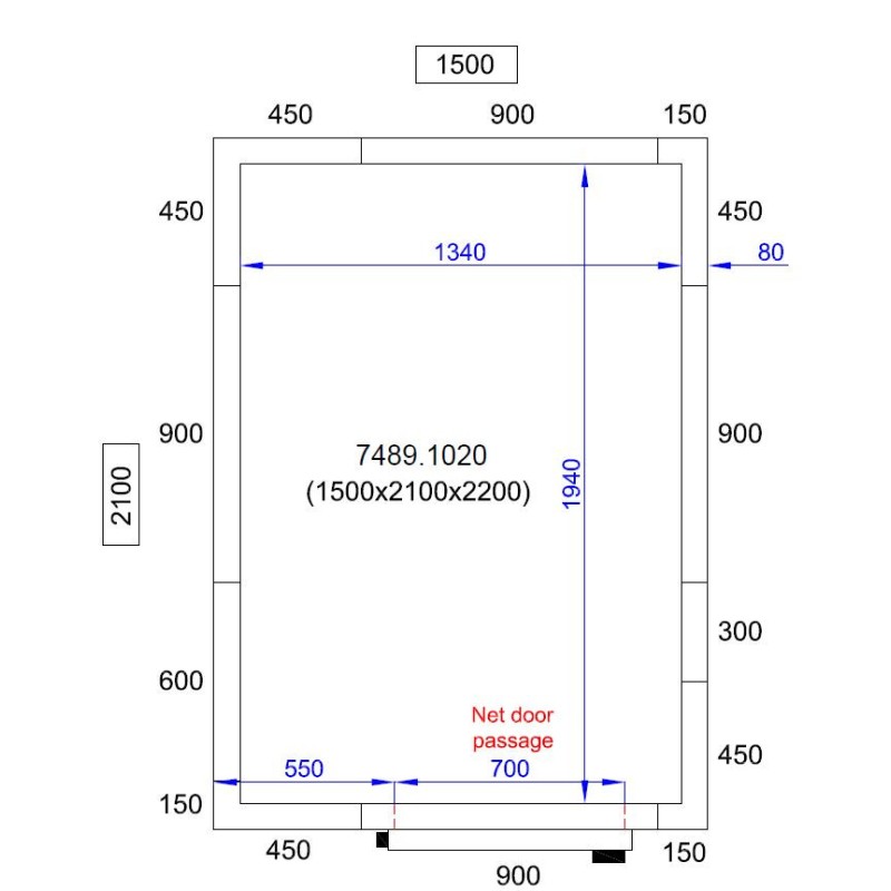 COMBISTEEL - Chambre froide positive/negative 1500x2100x2200