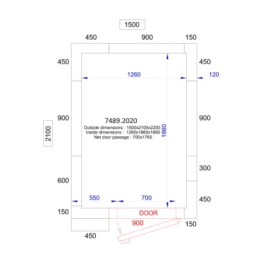COMBISTEEL - Chambre froide positive/négative 1500x2100x2200 - 120 mm