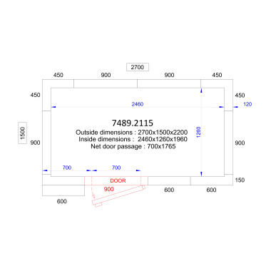 COMBISTEEL - Chambre froide positive/négative 2700x1500x2200 - 120 mm