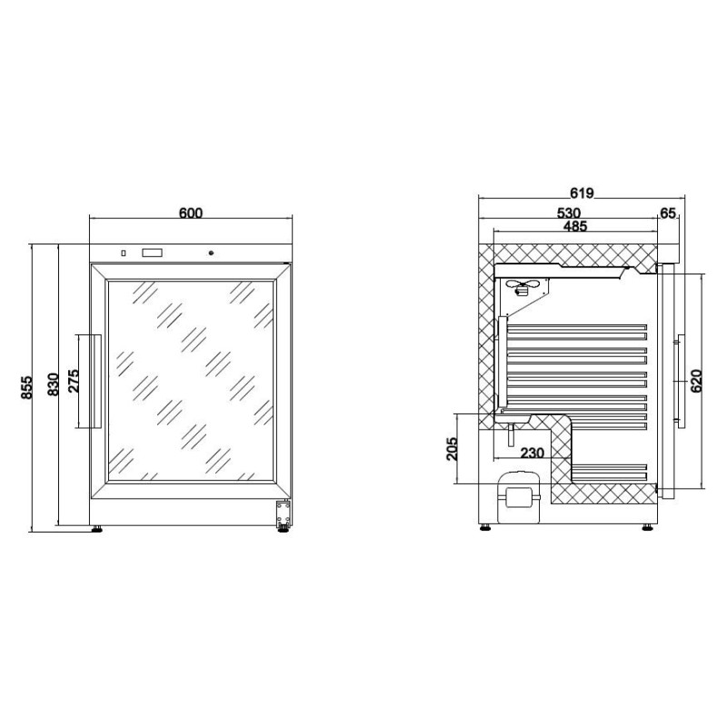 COMBISTEEL - Réfrigérateur 1 porte en verre
