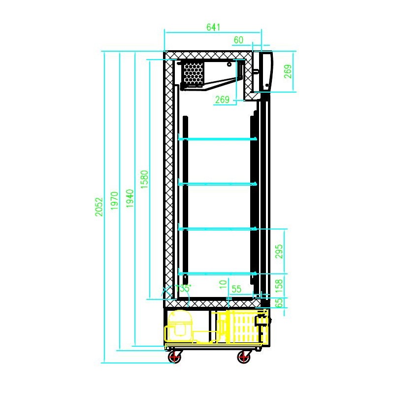 COMBISTEEL - Réfrigérateur 1 porte en verre 460 litres