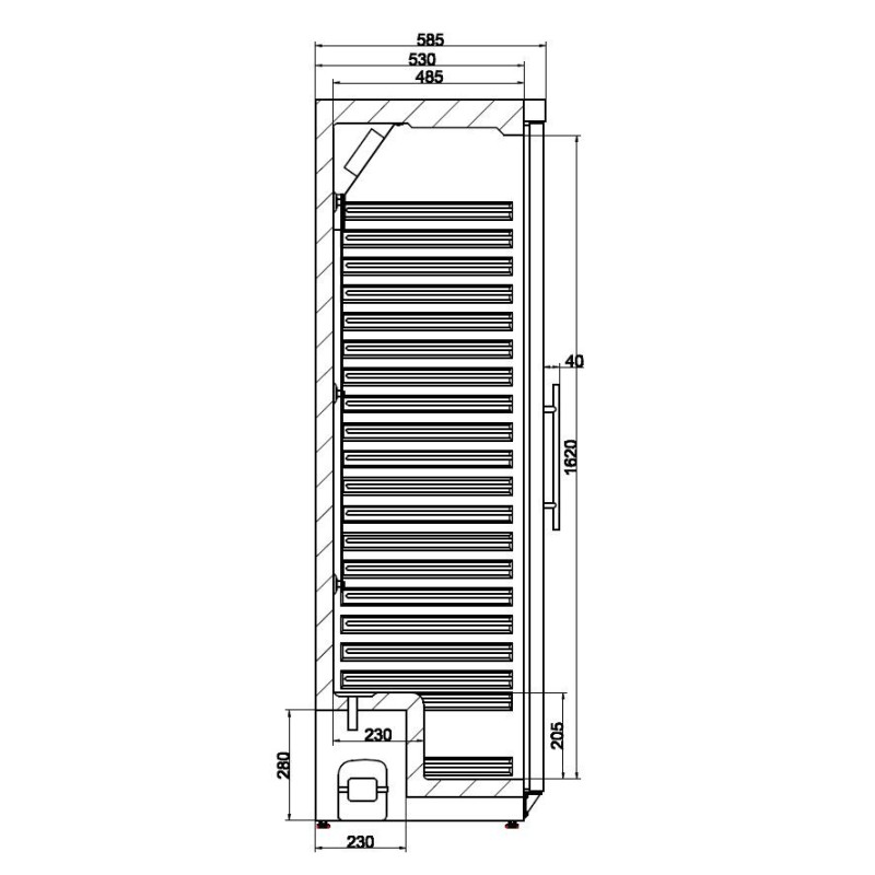 COMBISTEEL - Réfrigérateur 1 porte en verre largeur 600 mm
