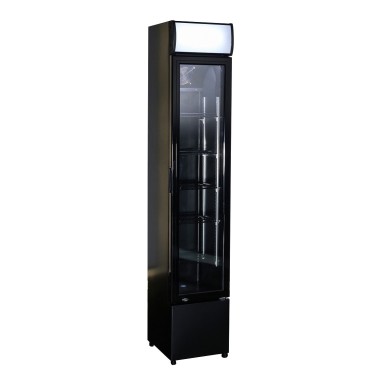COMBISTEEL - Réfrigérateur porte en verre étroit noir