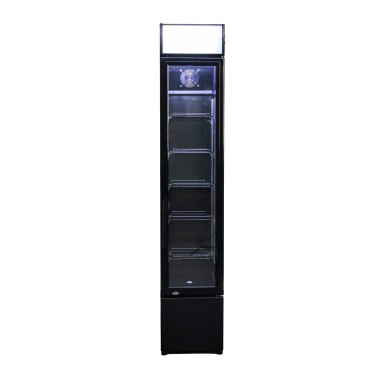 COMBISTEEL - Réfrigérateur porte en verre étroit noir