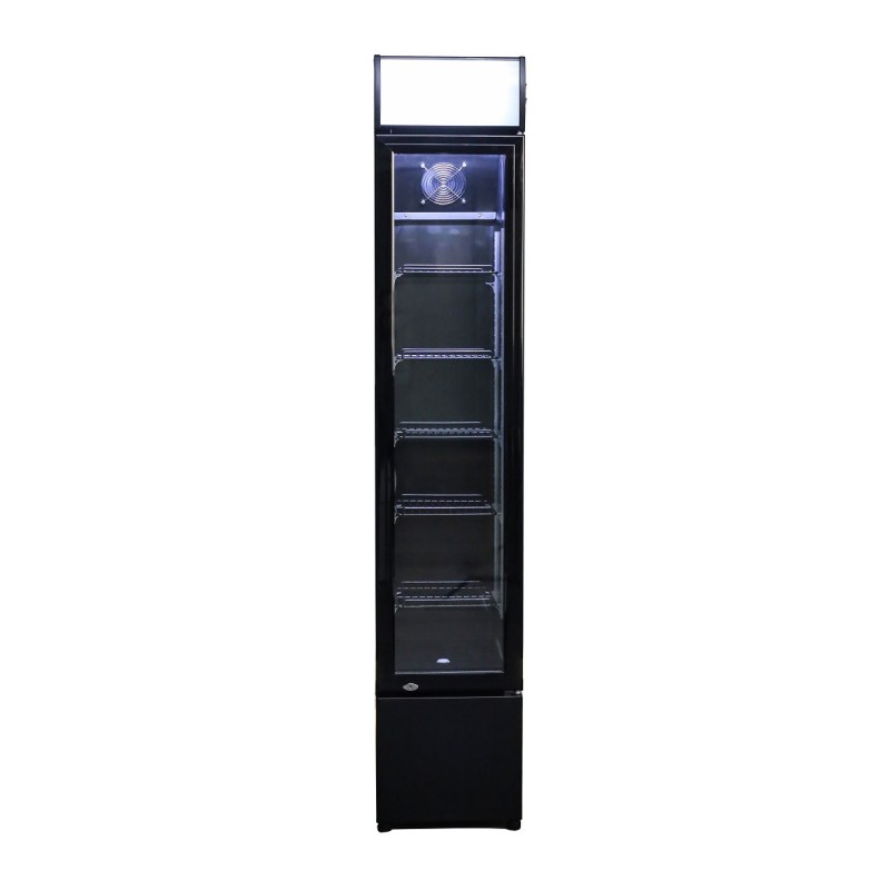 COMBISTEEL - Réfrigérateur porte en verre étroit noir