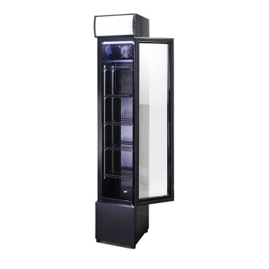 COMBISTEEL - Réfrigérateur porte en verre étroit noir