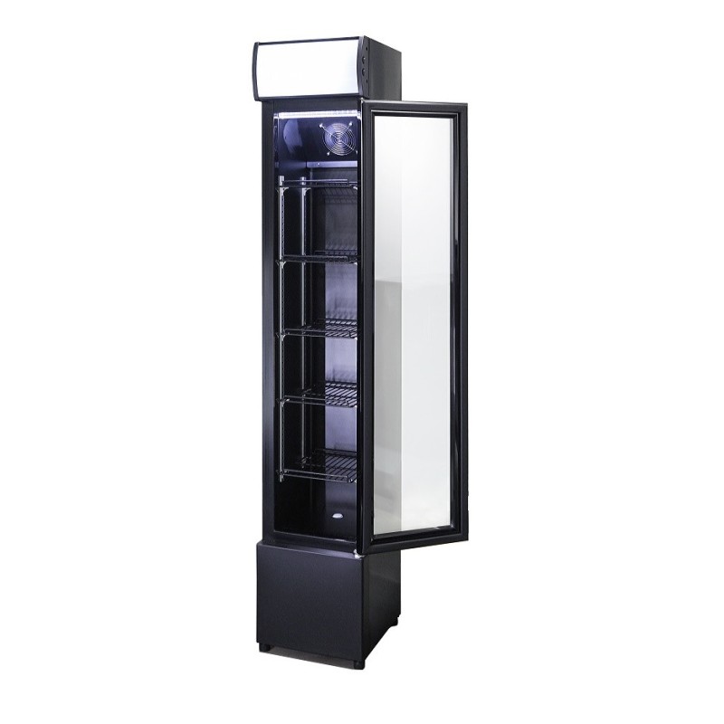 COMBISTEEL - Réfrigérateur porte en verre étroit noir