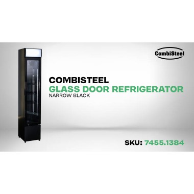 COMBISTEEL - Réfrigérateur porte en verre étroit noir