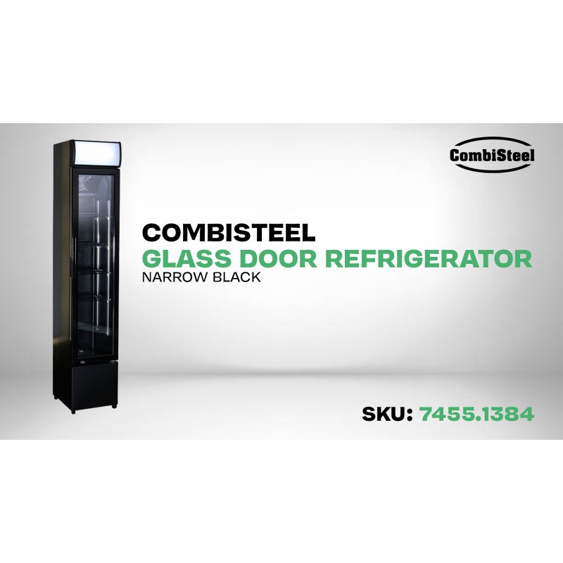 COMBISTEEL - Réfrigérateur porte en verre étroit noir