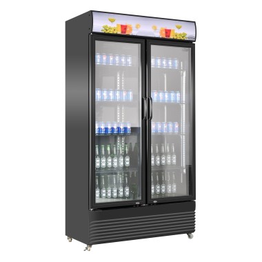 COMBISTEEL - Réfrigérateur noir 2 portes en verre 780 litres