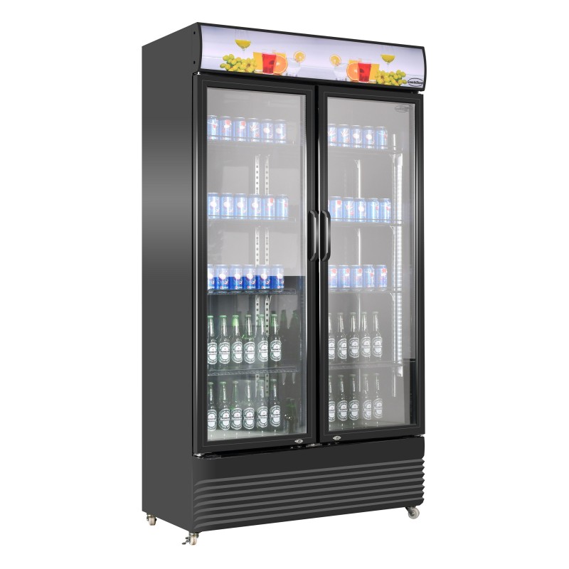 COMBISTEEL - Réfrigérateur noir 2 portes en verre 780 litres