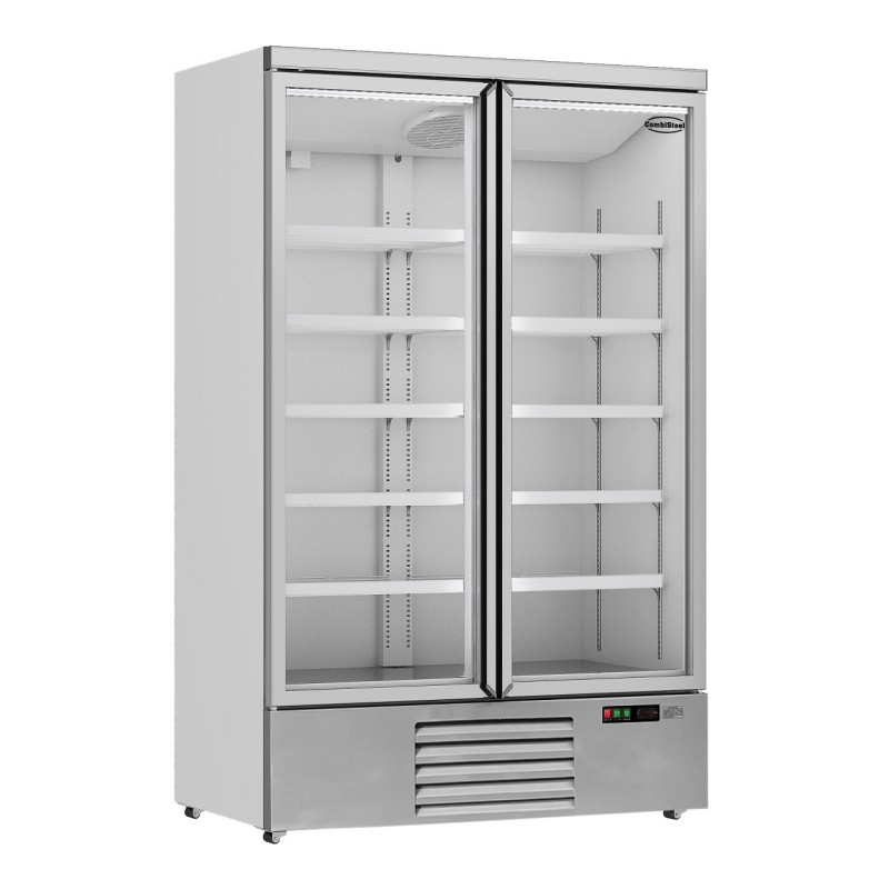 COMBISTEEL - Réfrigérateur 2 portes en verre 1000 litres