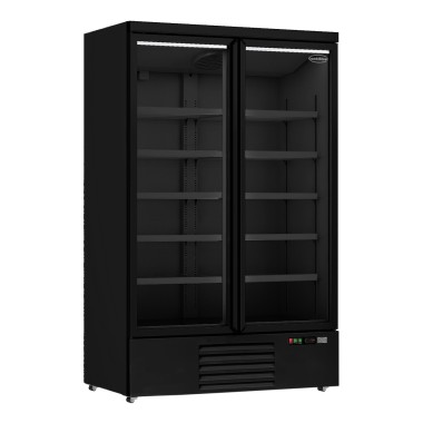COMBISTEEL - Réfrigérateur noir 2 portes en verre 1000 l