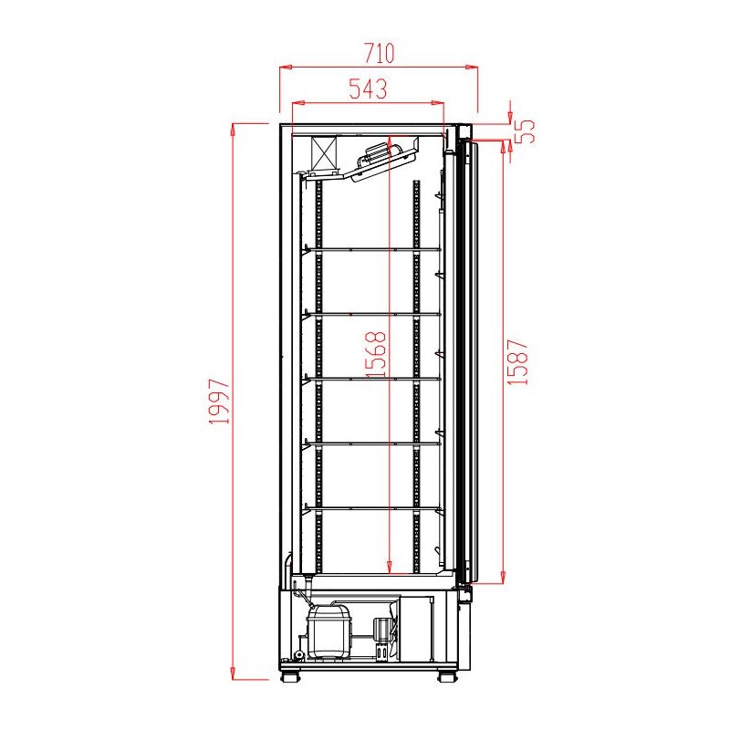 COMBISTEEL - Réfrigérateur noir 2 portes en verre 1000 l