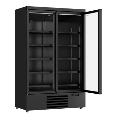 COMBISTEEL - Réfrigérateur noir 2 portes en verre 1000 l