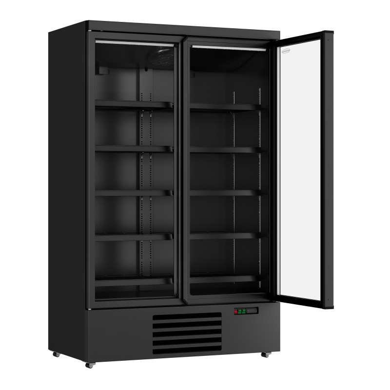 COMBISTEEL - Réfrigérateur noir 2 portes en verre 1000 l